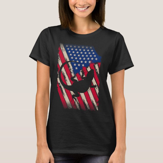 T-shirt Drôle Amérique assidu Dragon Drapeau américain Hap (Devant)