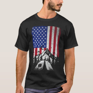 T-shirt Drôle Amusant Randonnée de camping Drapeau américa