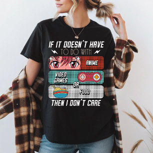 T-shirt Drôle Anime Fans Nourriture Et Jeux Vidéo Cadeaux