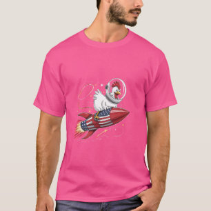 T-shirt Drôle Astronaut de poulets Drapeau américain Fusée