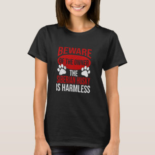 T-shirt Drôle Attention - Papa Chien Maman Chien Husky Sib