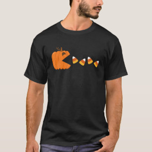 T-shirt Drôle Automne Halloween Citrouille Manger Candy Co