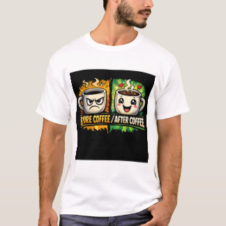 T-shirt Drôle Avant Café Après Café Dessin Café 