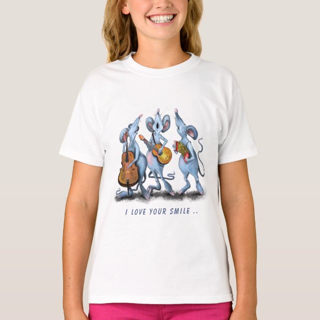 T-shirt drôle avec bande de musique souris (Devant)