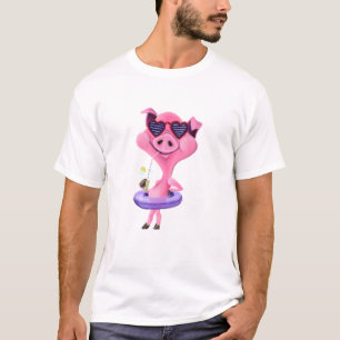 T-shirt drôle avec cochon de fête