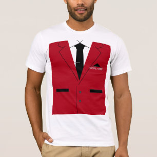 T-shirt drôle avec costume rouge et nom de texte p
