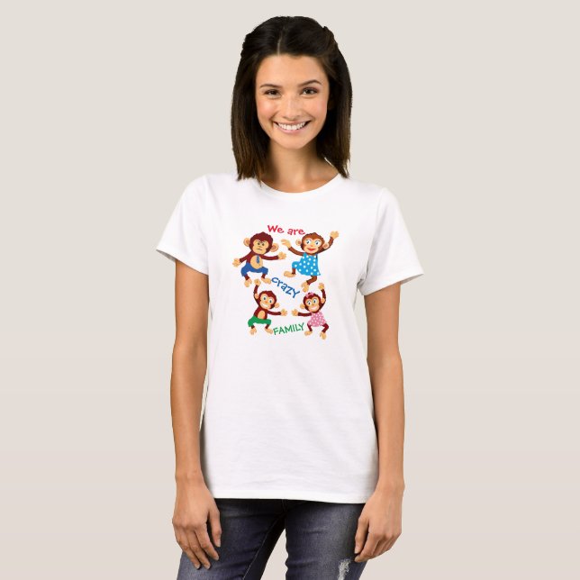 T-shirt drôle avec singes pour une famille joyeuse (Devant entier)