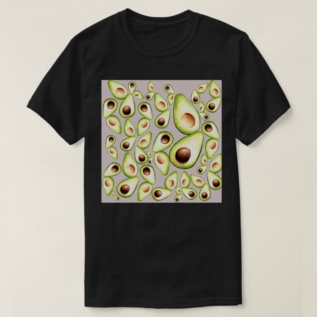 T-shirt Drôle avocat avec arrière - plan gris (Design devant)