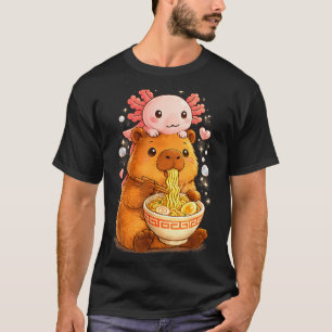 T-shirt Drôle axolotl nouille anime kawaii et capybara