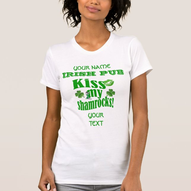 T-shirt Drôle baiser mon shamrocks St Patrick (Devant)
