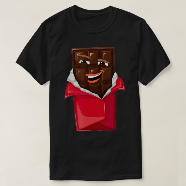 T-shirt Drôle Bar Chocolat Avec Un Chocolat Visage Sourian (Design devant)