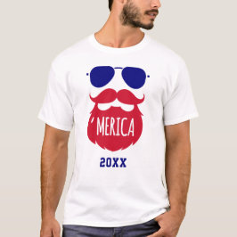 T-shirt Drôle Barbe 'Merica Patriotic