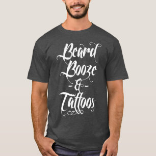 T-shirt Drôle Beard Booze Tattoos Hommes Alcool Papa Cadea