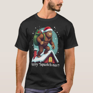 T-shirt Drôle Bigfoot Père Noël toit Tee Joyeux Squatchmas