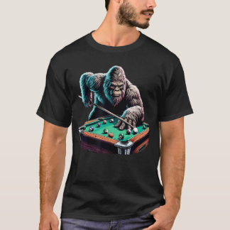 T-shirt Drôle Bigfoot Sasquatch Joueur de Billard Hommes 
