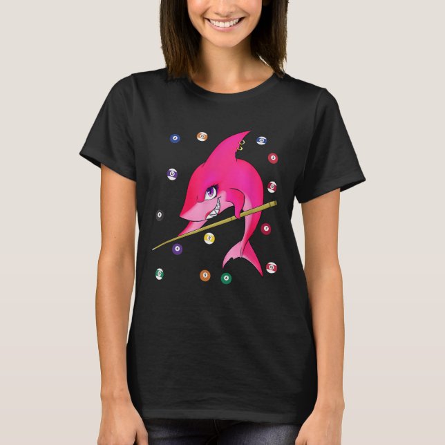 T-shirt Drôle Billard piscine requin Femme (Devant)