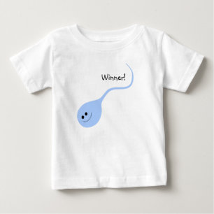 T-shirt drôle bleu de bébé de gagnant