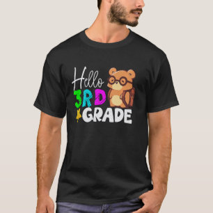 T-shirt Drôle Bonjour 3e année Troisième année Ours Retour