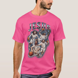 T-shirt Drôle Bootleg Il Est Rizzin Jésus Basketball Chris