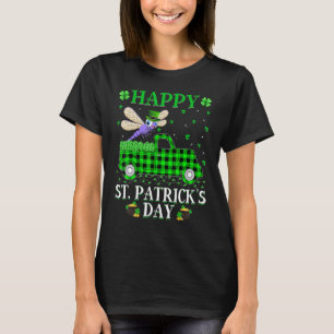 T-shirt Drôle Buffalo Plaid Green Truck Dragonfly St Patri
