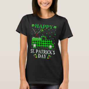T-shirt Drôle Buffalo Plaid Green Truck Hockey St Patrick