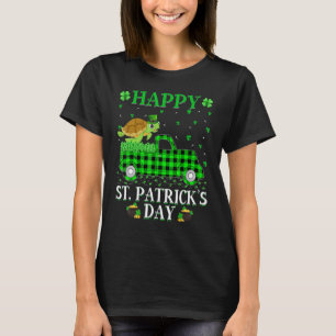 T-shirt Drôle Buffalo Plaid Green Truck Sea Turtle St Part