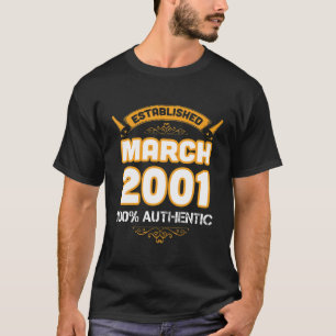 T-shirt Drôle cadeau de 20e anniversaire établi Mars 2000
