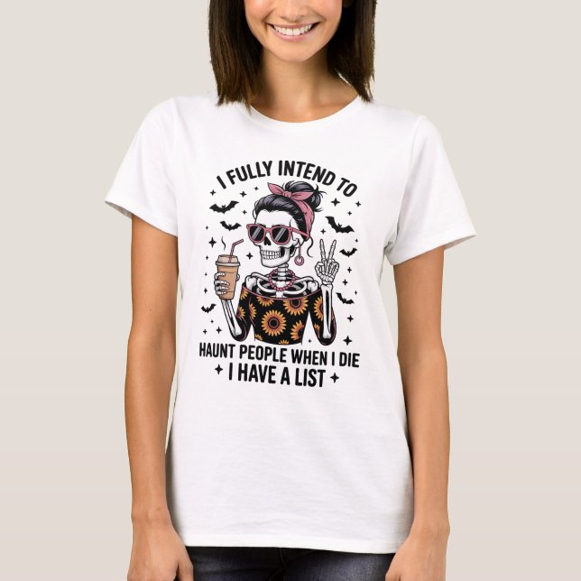 T-shirt Drôle café Sarcastique Squelette Halloween Humour (Devant)