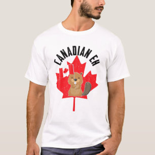 T-shirt Drôle canadien EH Beaver Maple Leaf drapeau Happy