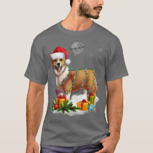 T-shirt Drôle Cardigan Welsh Corgi Dog lumières de Noël Sa