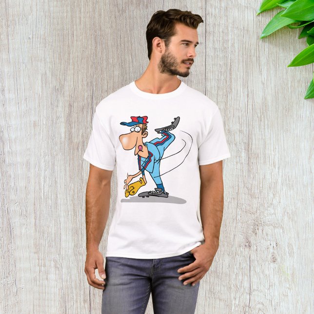 T-shirt Drôle Caricature de baseball lanceur d'une balle r (Créateur téléchargé)