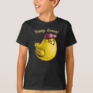 T-shirt Drôle Caricature de Pâques au poulet