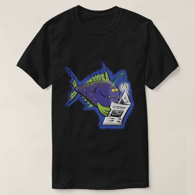 T-shirt Drôle caricature de poisson de pêcheur (Design devant)
