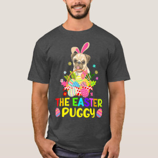 T-shirt Drôle Carlin de Pâques Bunny Oeufs Oreilles Panier