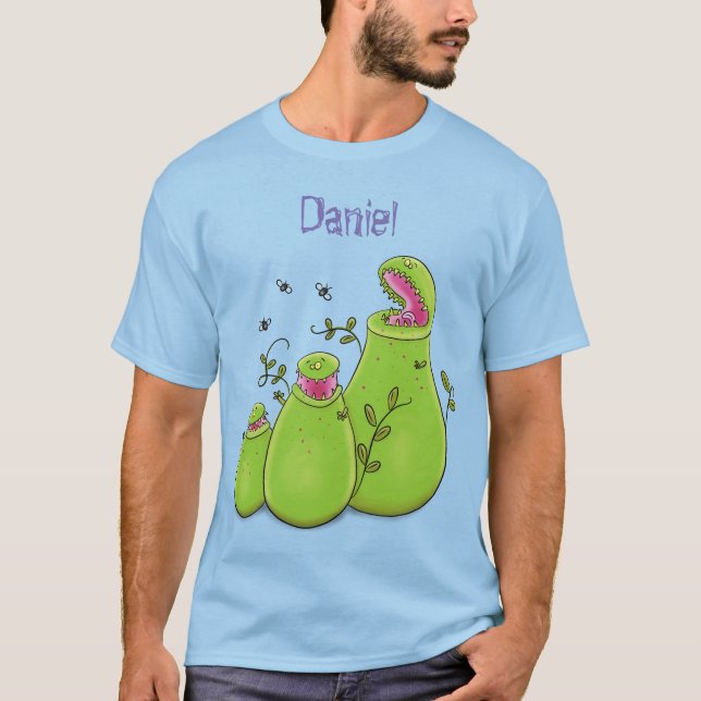 T-shirt Drôle carnivore carnivore carnivore plante dessin  (Devant)