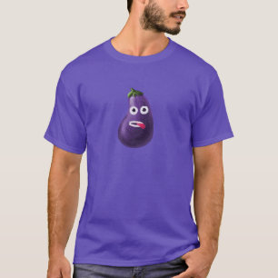 T-shirt Drôle Cartoon Eggplant foncé
