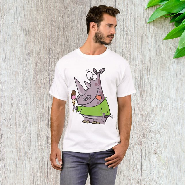 T-shirt Drôle Cartoon Rhino Manger de la crème glacée mign (Créateur téléchargé)