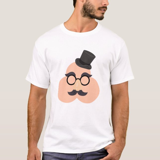 T-shirt Drôle Cartoon Visage déguisé. (Devant)