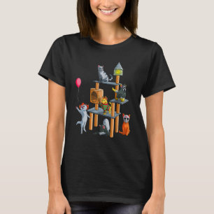 T-shirt Drôle Cat Horror Movies mignonne Halloween pour Ki