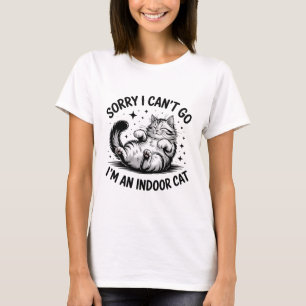 T-shirt Drôle Cat intérieur Cat Clipart Désolé je ne peux 
