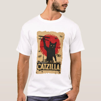 T-shirt Drôle Catzilla Chat, Parodie De Chat