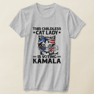 T-shirt Drôle Cette Dame de Chat Sans Enfant Vote Kamala