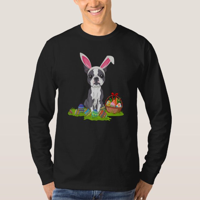 T-shirt Drôle chasse aux oeufs de Pâques Bunny Boston Terr (Devant)