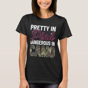 T-shirt Drôle Chasse Camo Rose Graphique Femmes Deer Buck