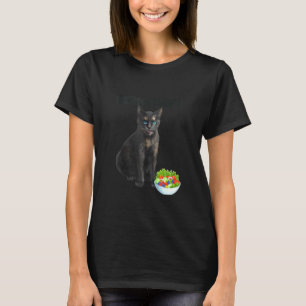 T-shirt Drôle Chat Confus Manger La Salade Sérieusement