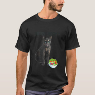 T-shirt Drôle Chat Confus Manger La Salade Sérieusement
