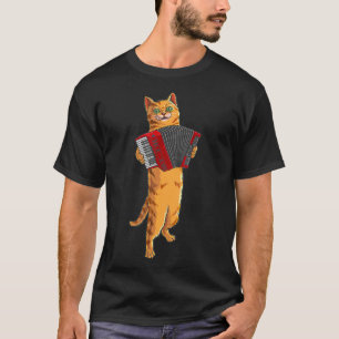 T-shirt Drôle Chat Jouer Accordion Cool Musicien Cadeau