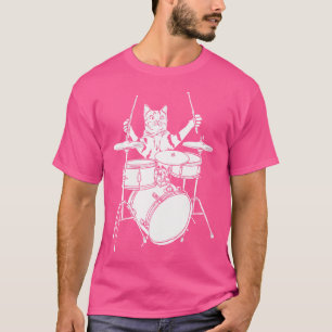 T-shirt Drôle Chat Jouer des tambours Kit tambour