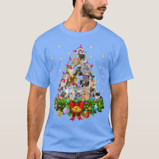 T-shirt Drôle Chat Noël Arbre cadeaux Noël
