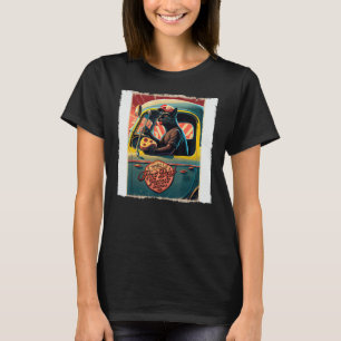 T-shirt Drôle Chat Noir Chauffeur Chauffeur Chiens Chauds 